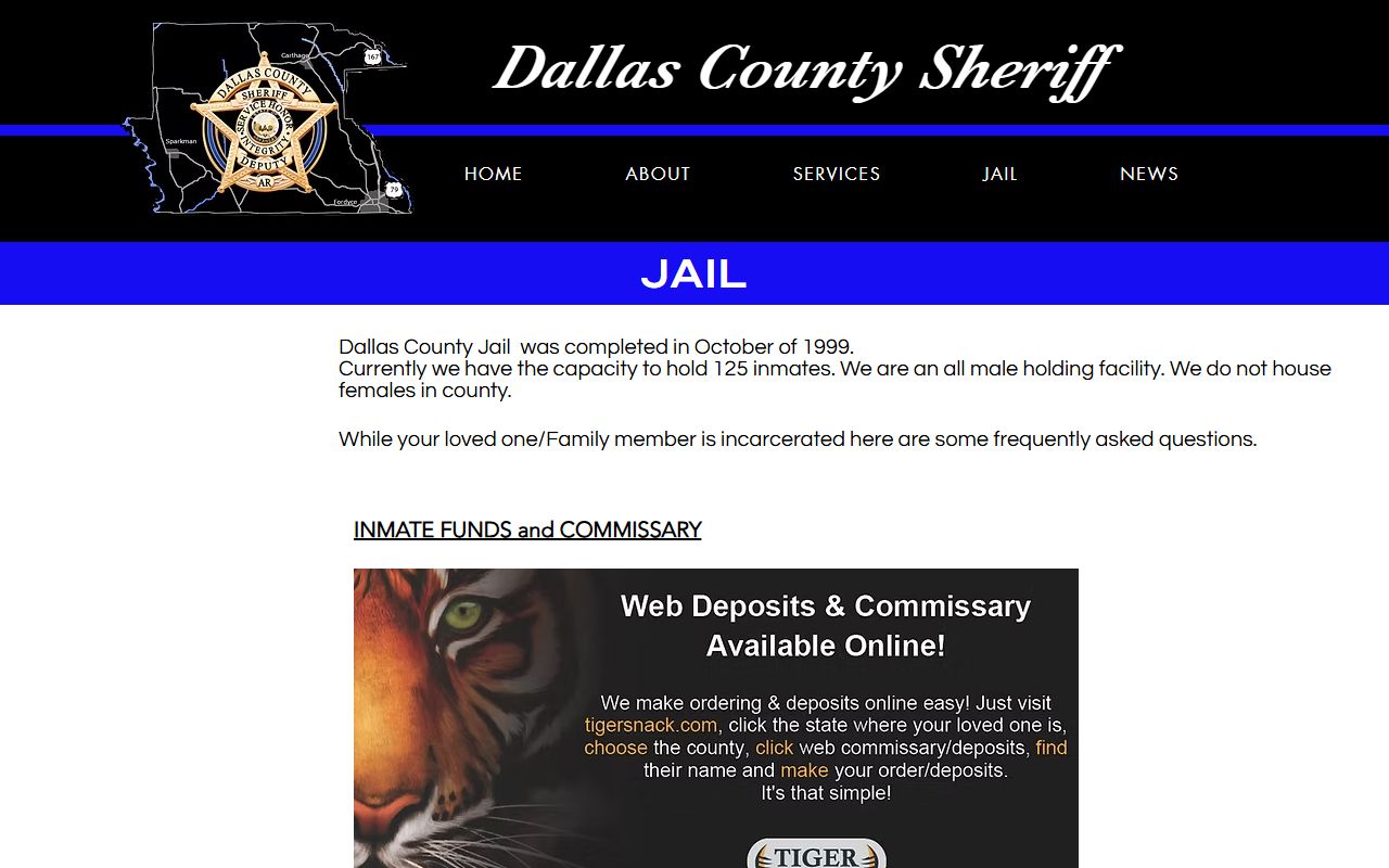 Dallas County Jail inmate population facility page