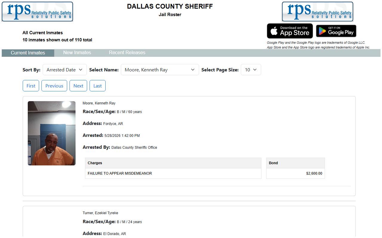 Dallas County inmate population current roster search