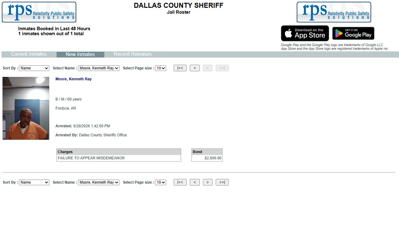 Dallas County booking photos on new inmate roster tab