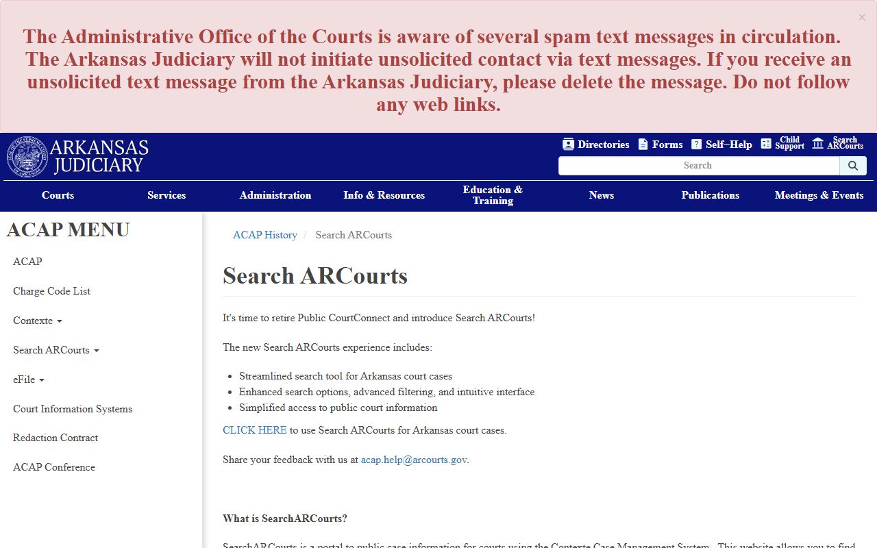 Dallas County court records after jail arrest Search ARCourts information page